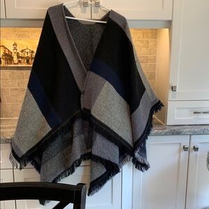 Echo Gray and Black shawl poncho wrap